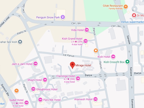 آدرس هتل میراژ کیش